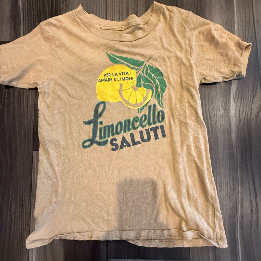 J. Crew Tan and Yellow Short Sleeve Tee with Vintage Graphic